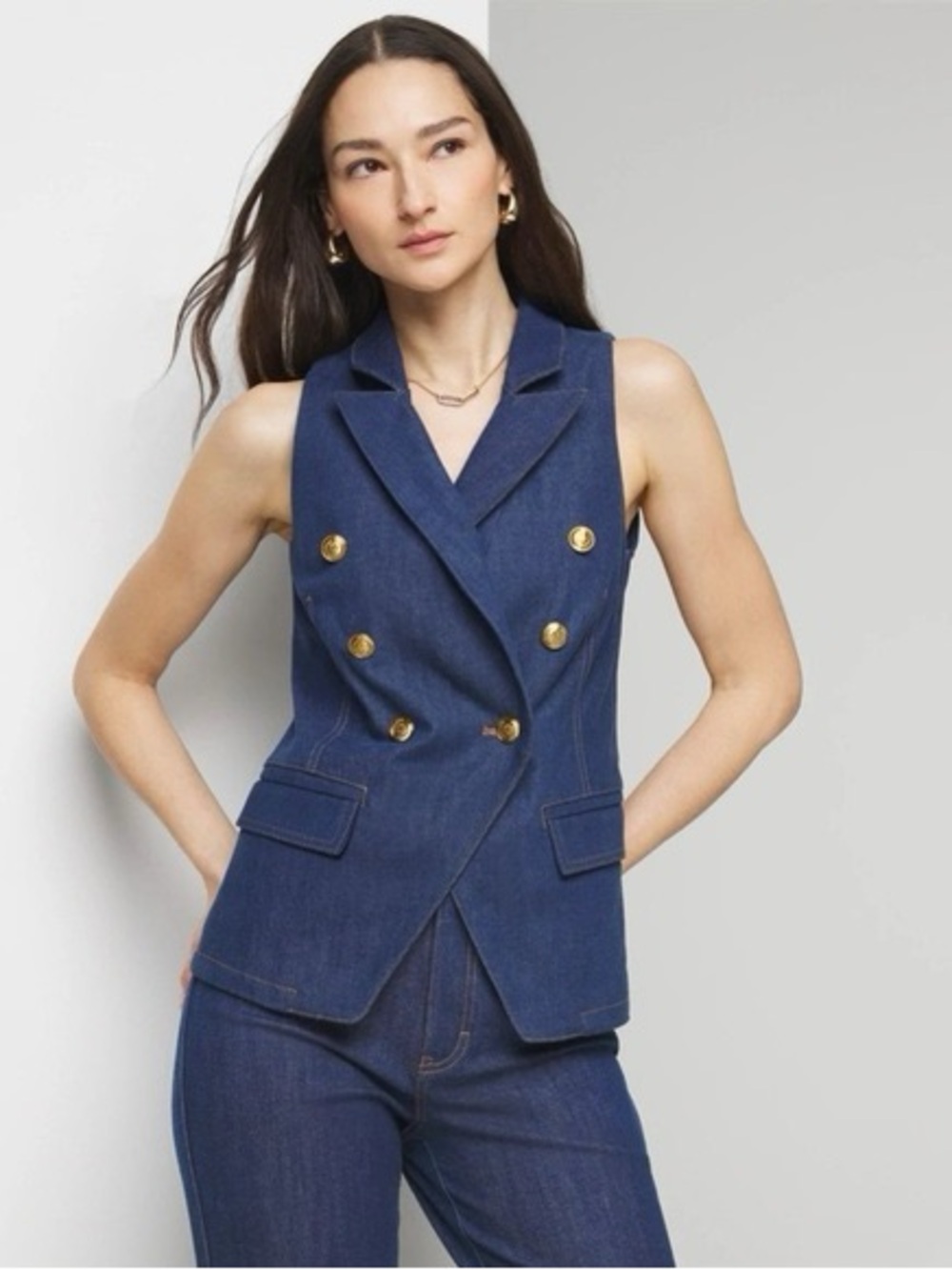 WHBM Denim Suiting Vest